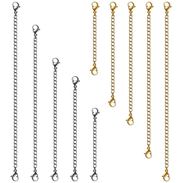 15 Pcs Rallonges de Colliers, Rallonges de Bijoux pour Colliers, Rallonge de Bracelet en Argent