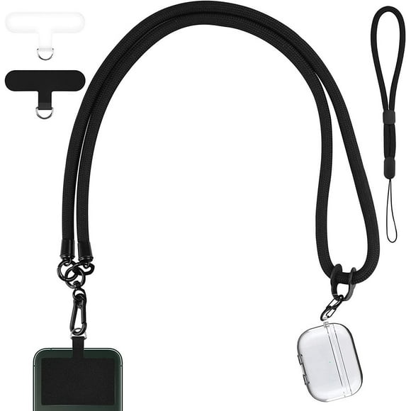 Amaxun Lanière de Téléphone Universelle Réglable avec Crochet en Métal, Noir