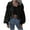 Black, variant on IROINNID Women's Short Zip Up Jacket Turndown Lapel Solid Color Long Sleeve Winter Zipper Casual Cardigan, Black