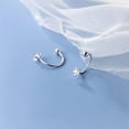 thumbnail image 4 of Solid 925 Sterling Silver Star Half Hoop Earrings Open Huggie Hoops for Women Teens CZ Star Hoop Earrings Ball Cuffs, 4 of 6