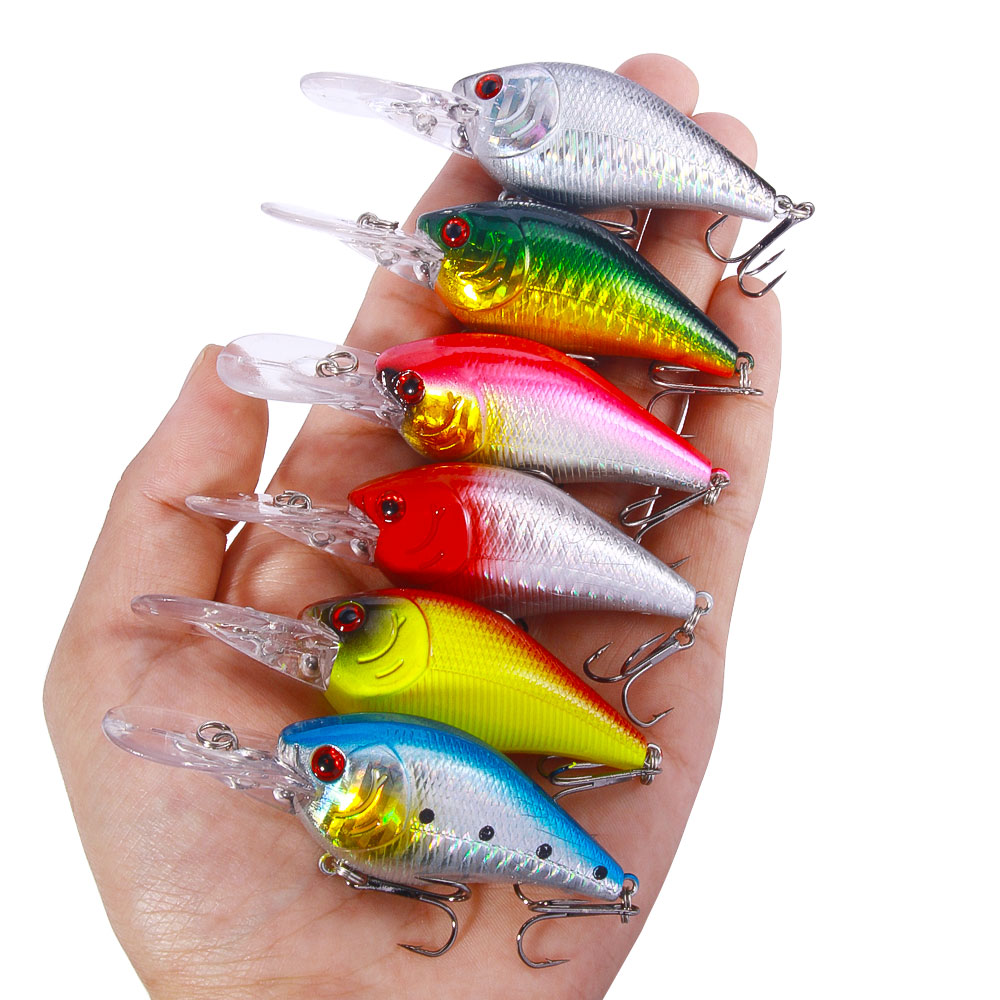 HENGJIA Crankbait Crank Baits Lures for Bass Fishing, 6Pcs Fishing Lures Shallow Deep Diving Swimbait Crankbait Fishing Wobble Hard Baits for Bass Trout Freshwater and Saltwater