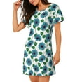 thumbnail image 2 of Daiia Blue Sunflowers Print Women's Nightshirt Soft Nightgowns for Women Short Sleeve dress Short-sleeved Sleepwear, 2 of 6