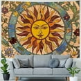 thumbnail image 4 of Creowell  Yellow Sun and Moon Tapestry Hippie Indie Tapestries Boho Orange Flower Floral Tapestry Wall Hanging Cool Vintage Aesthetic Wall Tapestry for Bedroom Living Room Dorm 50x40inch, 4 of 6