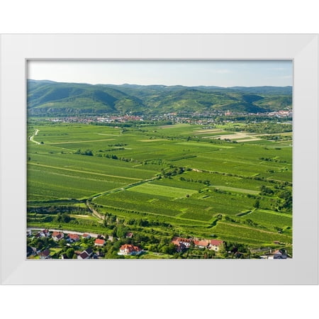 Zwick, Martin 14x12 White Modern Wood Framed Museum Art Print Titled - View towards the Danube from Gottweig Abbey-a UNESCO World Heritage Site-Wachau-Lower Austria