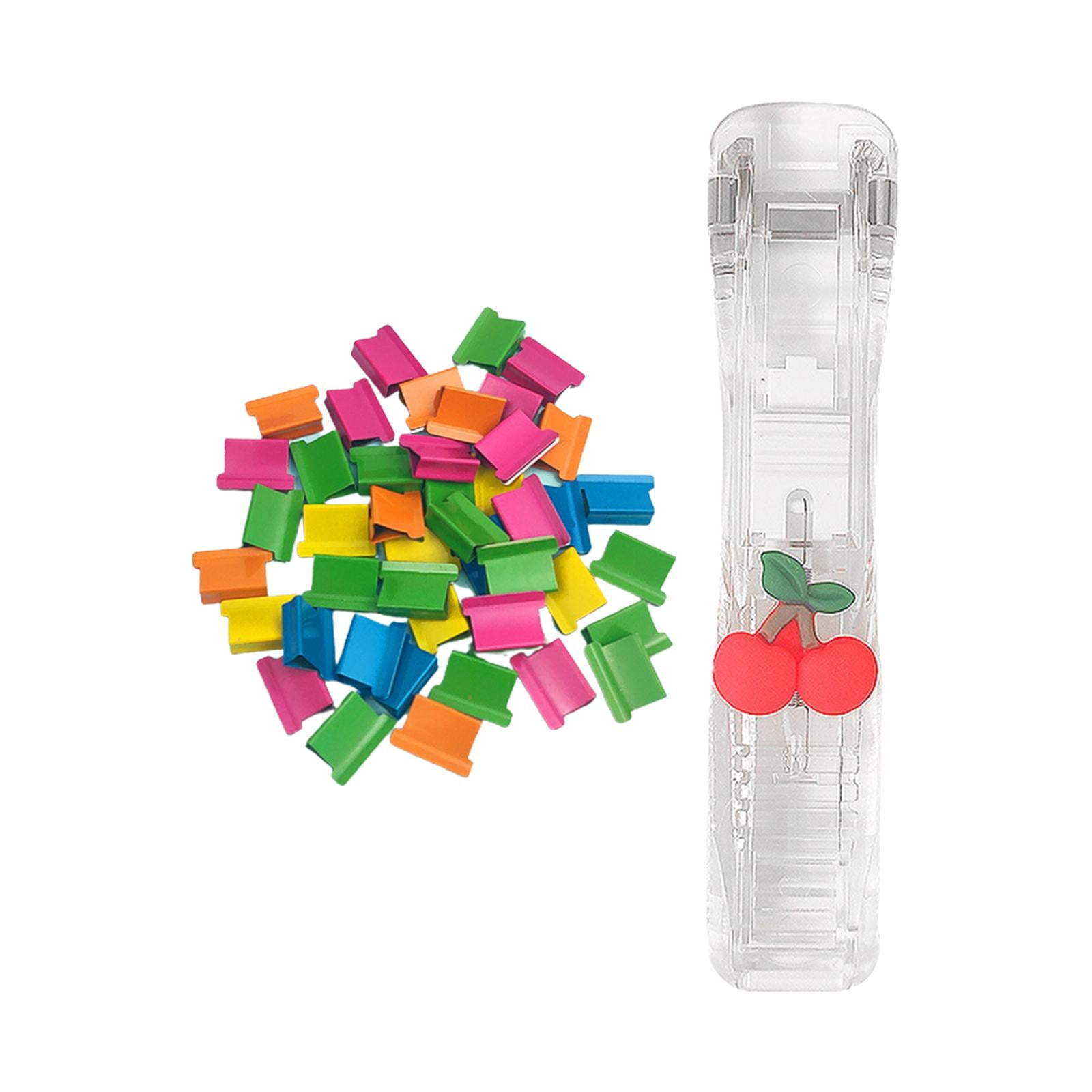 Mini Agrafeuse Réutilisable Accessoires de Bureau Fournitures Papier Liant Petite Agrafeuse Ensemble Fixation Papeterie École, Maison Classe Documents Cerise