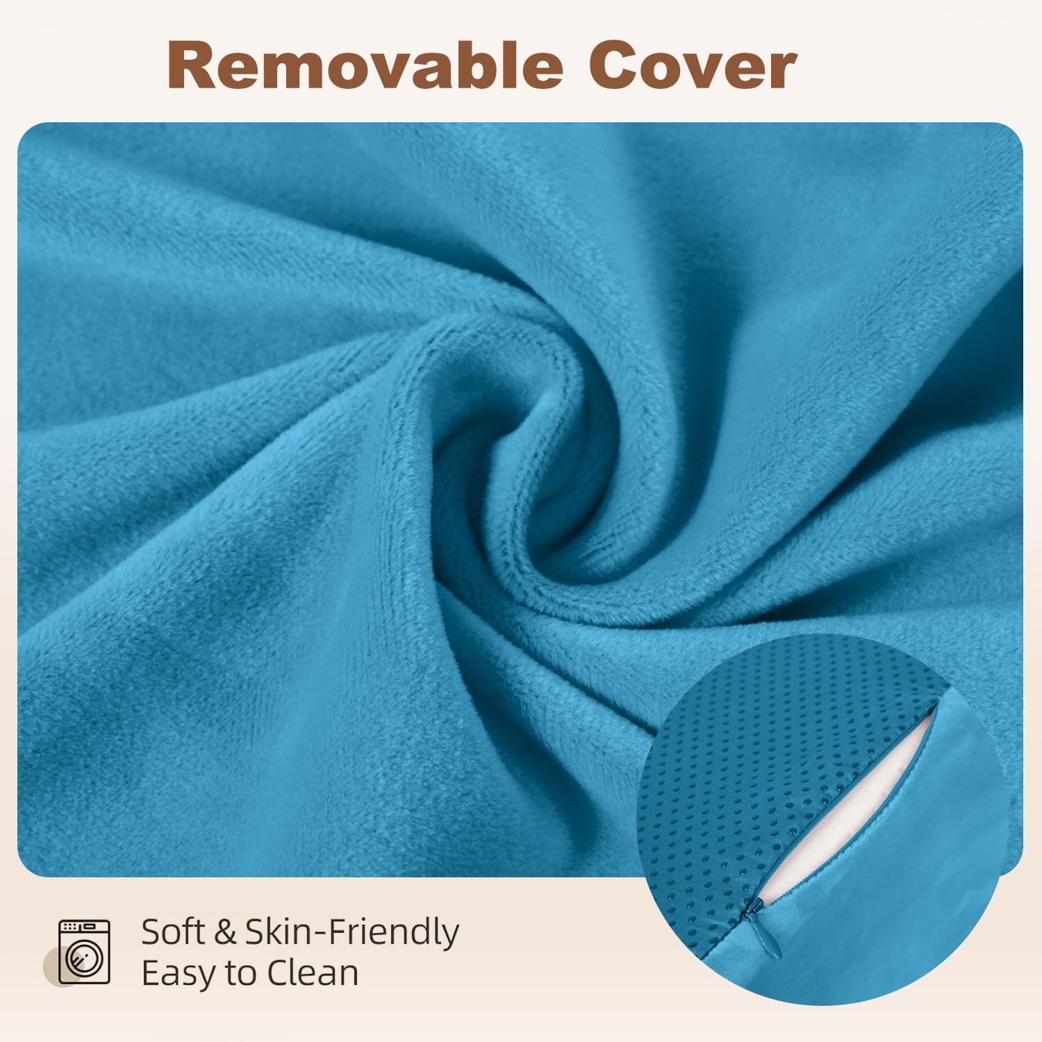 Memory Foam Ergonomic Wedge Pillow, Multi-Position Support Pillow, Ergonomic Support for Back Pain, Acid Reflux & Sitting Up, Ideal for Massage, with Removable Cover,40-Degree Angle Design (Blue)