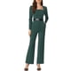 thumbnail image 2 of INSPIRAR CHIC Mono Elegante para Mujeres Cuello Cuadrado de Manga Larga Pantalones Anchos Traje de Romper XL Verde, 2 of 5