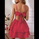 thumbnail image 4 of Vestido Corto de Verano con Lazo y Espalda Descubierta para Mujer Modelos de Vestidos Halter Rojo M, 4 of 10