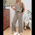 thumbnail image 4 of Conjuntos de Dos Piezas para Mujer, Conjuntos Verano, Conjuntos Estar por Casa, Blusas de Cuello Alto, Pantalones Cortos de Pierna , Conjuntos Viaje para Vacaciones Caqui XL, 4 of 8