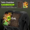 thumbnail image 3 of WYDK 43 Gallon Compost Bin Outdoor Tumbling Composting Bins Compost Tumbler Bucket Trash Can w/Dual Chamber Sliding Doors for Garden Patio,Black Door, 3 of 7