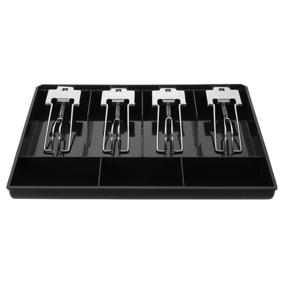 ELAYARD Cash Tray with Iron Spring Clip Black ABS and Stainless Steel Money Storage for Shops