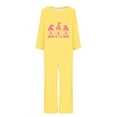 thumbnail image 4 of Puntoco Mujer Otoño Moda Cáncer De Mama Impreso Cuello Redondo Manga Larga + Pantalones Traje Amarillo Xxl, 4 of 4