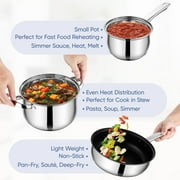 Coliware Pots and Pans Set, 5Pcs Stainless Steel Cookware Sets with Stock Pots Saucepans Frying Pans, Non-Stick Commercial Cooking Set Compatible with All Stovetops, Dishwasher Safe