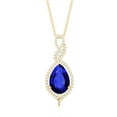 thumbnail image 2 of Rosec Jewels Pear Shape Lab Grown Blue Sapphire Pendant with Diamond - 12X8 mm, 14K Yellow Gold, 2 of 7