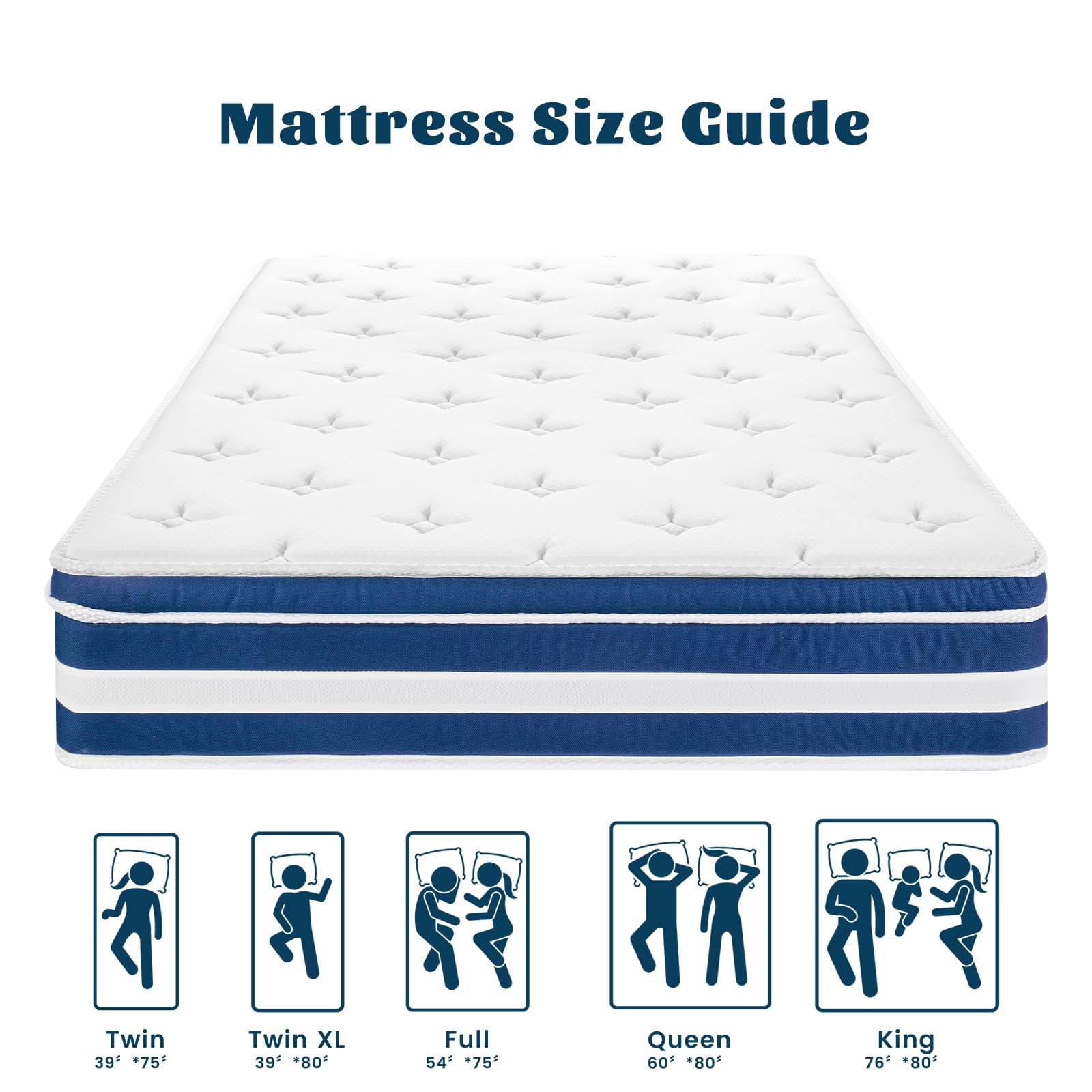 Queen Mattress, 12 Inch Hybrid Memory Foam Mattress with Gel Memory Foam & Zoned Pocket Coils, Pressure Relief, Motion Isolation, Soft & Breathable Queen Bed Mattresses in a Box, Edge Support