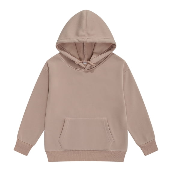 Ulanda Boys Hooded Sweatshirts Trendy Toddler Hoodie with Pocket Youth Girls Pullover Winter Fashion Kids Clothes (Khaki, 7-8 Years)