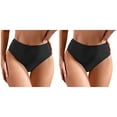 thumbnail image 1 of (2-Pack) Rinsvye Women Plus Size High Women Bathing Suits Plus Size Waist Bikini Bottoms Swim Briefs Beach Shorts Ruched Bottom High Cut Swim Bottom Full Coverage Swimsuit Bottom Sports Yoga Shorts, 1 of 7