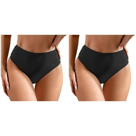 2 Pack Women Plus Size High Waist Bikini Bottoms Swim Briefs Beach Shorts Ruched Bottom High Cut Swim Bottom Full Coverage Swimsuit Bottom Sports Yoga Shorts Swimbottom Board Shorts Women s Swimwear