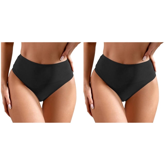 (2-Pack) Rinsvye Women Plus Size High Women Bathing Suits Plus Size Waist Bikini Bottoms Swim Briefs Beach Shorts Ruched Bottom High Cut Swim Bottom Full Coverage Swimsuit Bottom Sports Yoga Shorts