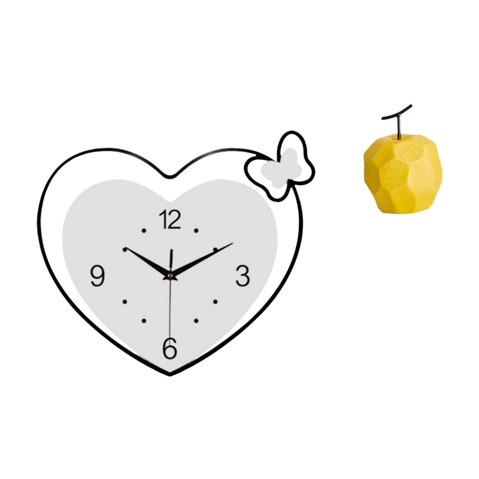 Lazsy Wall Clock Acrylic Wall Clock for Home Office Non Ticking Hanging Wall Clocks Decorative Time Clock Porcelain Art Figurine Fruit Sculpture Suitable for Living Room Study Room Bedroom