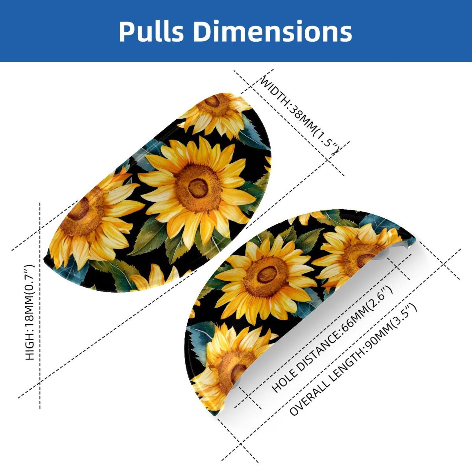PhooArto 6 Pcs Cup Drawer Pulls, Sunflower Flower Pattern Shell Shape Handles Cabinet Knobs for Dresser Cupboard Closet Wardrobe with Screws