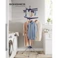 thumbnail image 3 of SONGMICS 2-Tier Clothes Drying Rack, 72-Inch Folding Laundry Drying Rack with 3 Rotatable Arms for Hangers, 24 Clips, Stainless Steel, for 27 Pieces of Clothes, Blue and Silver, 3 of 4