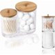 thumbnail image 1 of 2 Pack 2 in 1 Acrylic Cotton Swab Holder Clear Cotton Swab with Lid for Cotton, 1 of 5
