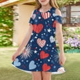 thumbnail image 3 of XADYUY Independence Day Dress for Girls Love Heart Firework Graphic 4th Of July Dresses Casual A-Line Short Sleeve Toddler Skater Cute Loose Patriotic Sundresses for 4-14t Kids,5-6 Years Royal Blue, 3 of 6
