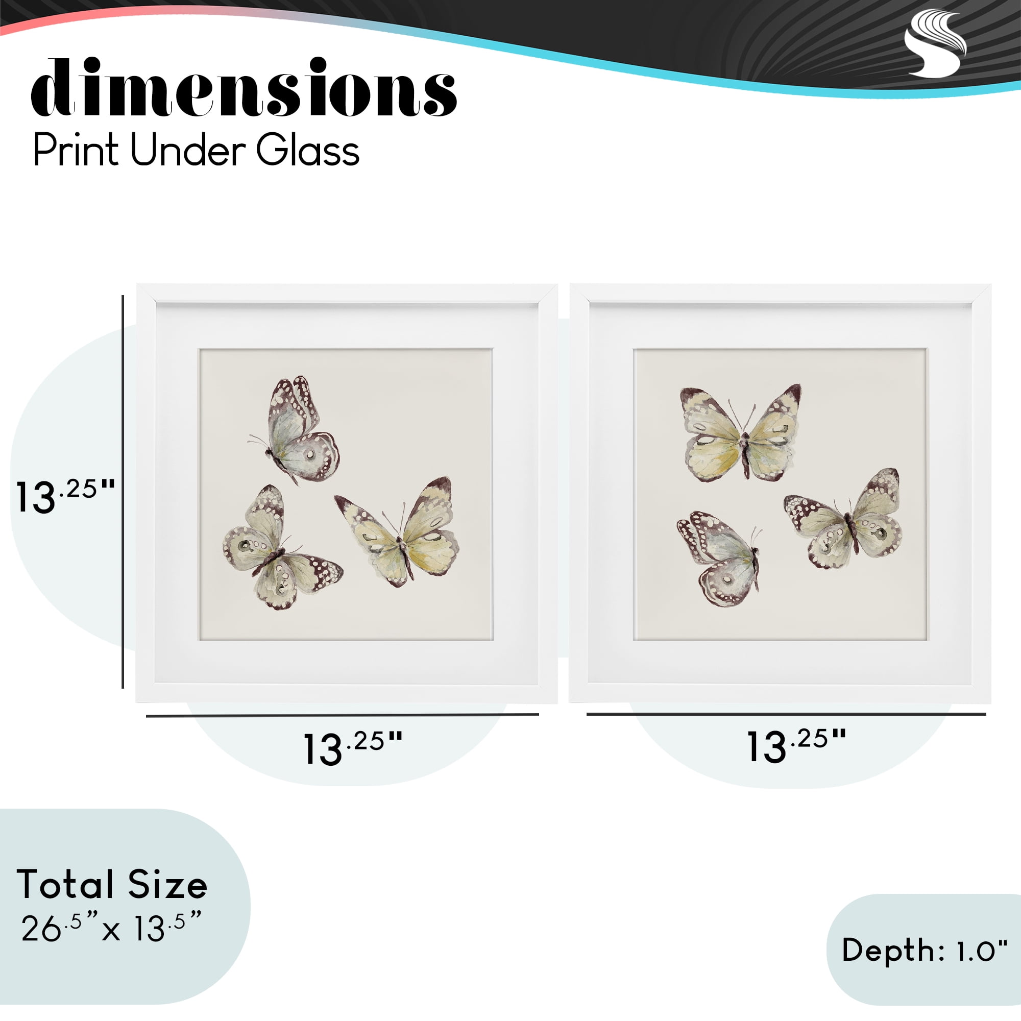 Stupell Industries Flight of Butterflies on Beige 2 Piece White Framed Print Under Glass Set, design by Patricia Pinto