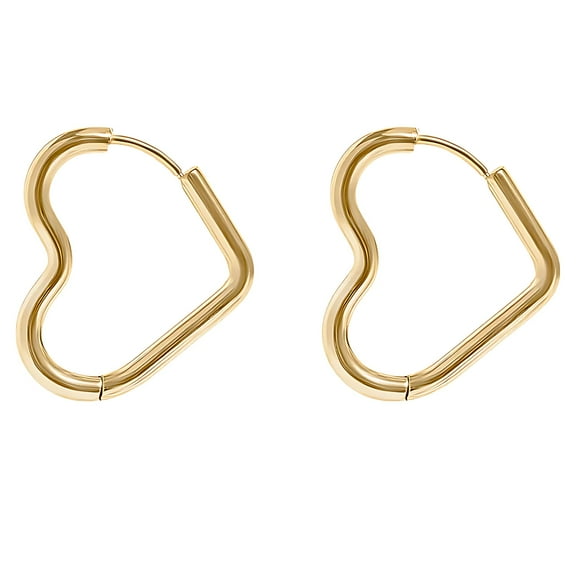 Heart Hoop Earrings for Women by Ginger Lyne Gold Stainless Steel Lightweight Classic Everyday Style