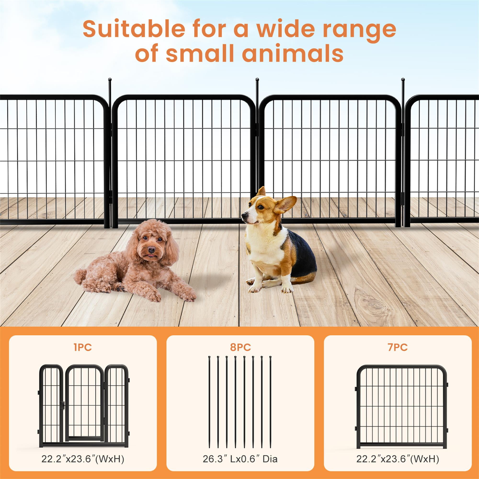 Pefilos Dog Playpen 12 Panels 24" Height Heavy Duty Dog Fence Puppy Pen for Large Medium Small Dogs Indoor Outdoor Foldable Pet Exercise Pen, Black