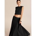 thumbnail image 4 of Women'S Solid Color Pleated Midi Skirt Versatile Fashion Casual Long Skirt Elegant Black L, 4 of 10