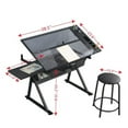 thumbnail image 3 of Qiushi Glass Drafting Desk with Adjustable Height and Chair, Black, 3 of 13