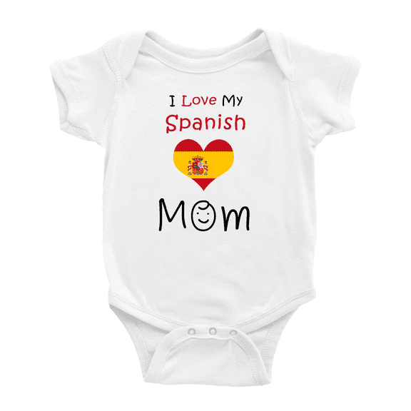 I Love My Spanish Mom Cute Baby Bodysuit Baby Clothes (White, 0-3 Months)