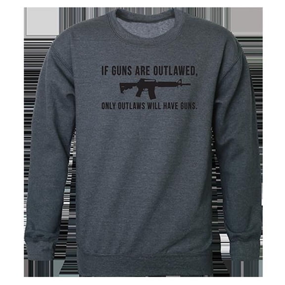 Rapid Dominance  Outlawed Graphic Crewneck Sweatshirt, Heather Charcoal - Small