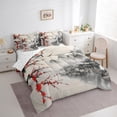 thumbnail image 3 of Feelyou Ancient Nature Scenery Bedding Comforter Set 7 Pieces, Cherry Blossoms Flower Full Bedding Set, Japanese Style Fitted Sheet Flat Sheet, Super Cozy Room Decor, 3 of 7