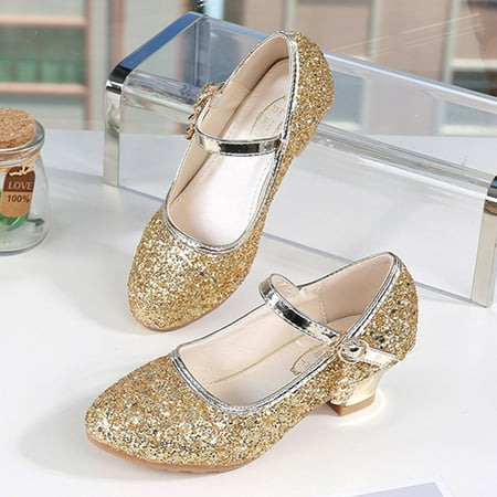 

Dyfzdhu Children Shoes Girls Fashion Stage High Heel Dance Performance Princess Single Shoes
