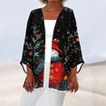 thumbnail image 2 of Women's Casual and Fashionable Christmas Printed Lightweight Mid-Length Jacket Cardigan, for Spring and Fall Wear,Black,XL, 2 of 7