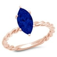 thumbnail image 7 of Solitaire Engagement Ring for Women - 2ct Simulated Blue Sapphire in 14K Rose Gold Promise Ring, 7 of 7
