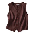thumbnail image 2 of Women's Linen Button Down Sleeveless Vest Business Lightweight Jacket, 2 of 6