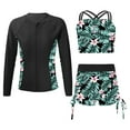 thumbnail image 1 of YONGHS Girls 3 Piece Rash Guard Tankini Set Floral Bikini with Long Sleeve Zip Shirt Swimwear Bathing Suit Black-B 14, 1 of 7
