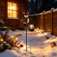 thumbnail image 4 of Solar Reindeer Christmas Garden Stake Metal Outdoor Holiday Yard Decor with Glowing Lantern for Lawn Path Winter Xmas Gift 29.92in, 4 of 7