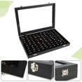thumbnail image 3 of Ring Display Case Organizer Box with Transparent Lid, Ring Holder Showcase For Store Display Jewelry Show Home, Ring(100 Slot, Black), 3 of 5