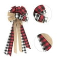 thumbnail image 2 of Christmas Tree Topper Large Red Black Buffalo Plaid Christmas Tree Topper Wreath Bows with Streamers Christmas Tree Truck Rustic Burlap Christmas Tree Toppers Decorations, 2 of 5