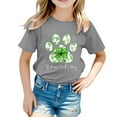 thumbnail image 1 of LUOGENLI T-Shirt pour Filles Enfant Filles Pâques Mignon Saint Pat Col Rond Manche Courte Tee Été Décontracté T-Shirt Maxi Hauts Petite Gris 1-2 Ans, 1 of 4