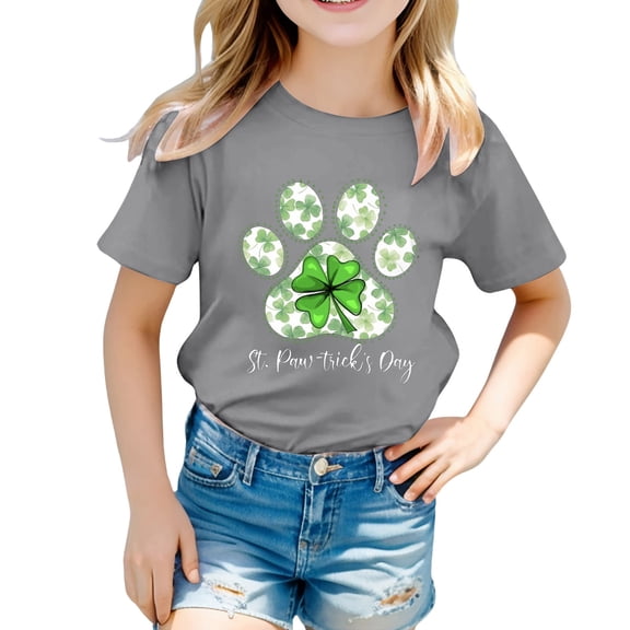 lnmuld Shirts for Easter Saint Patrick's Day Cute Round Neck Short Sleeve Tee for Girls Summer Casual Comfortable T-Shirt Size:12-13 Years