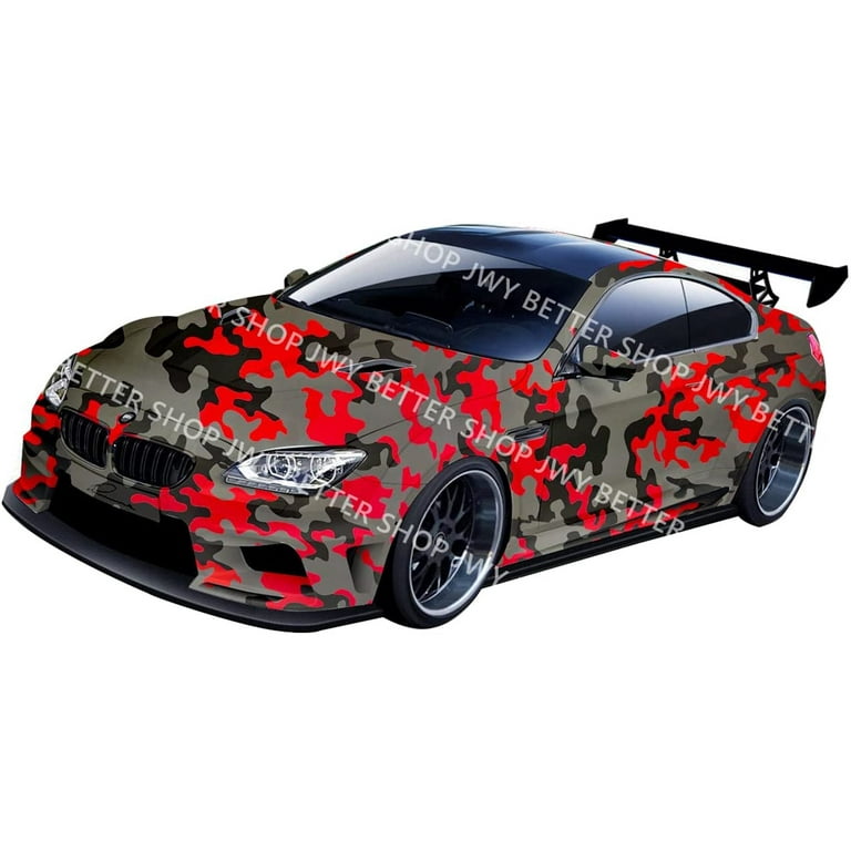Camo Gloss Camouflage Car Vinyl Film Wrap Decal Sticker Waterproof Air  Bubble Free DIY (24inX60in (2FT X 5FT), Red, Black, Gray) 