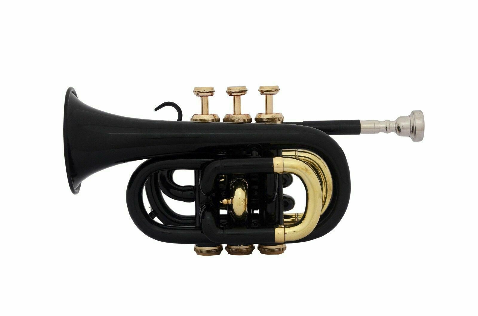 Bb POCKET TRUMPET Low Pitch Brass Musical Instrument | BLACK-78