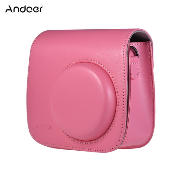 Andoer PU sacoche instantanée pour appareil photo avec sangle pour Fujifilm Instax Mini 9/8/8 + / 8s Flamingo Pink