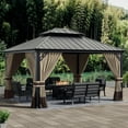 thumbnail image 3 of ASJMR 12x14 FT Hardtop Gazebo Double Roof with Metal Frame,Outdoor Pavilion With Curtains and Nettings,Garden Tent For Courtyards Backyards Decks Grass,Sand, 3 of 7